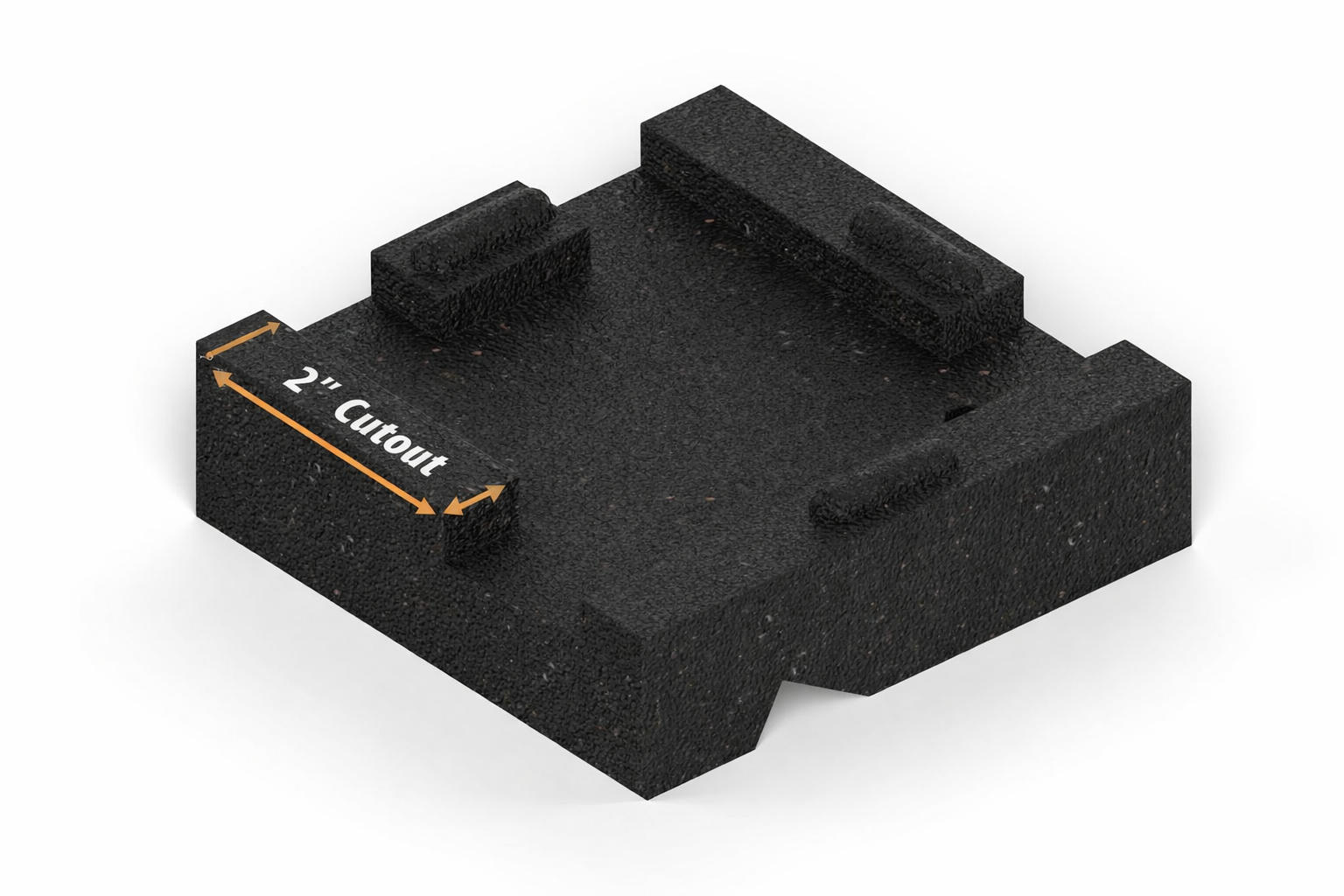 Large block with 2-inch cutout for sandbox board installation, designed for securing outdoor play equipment.